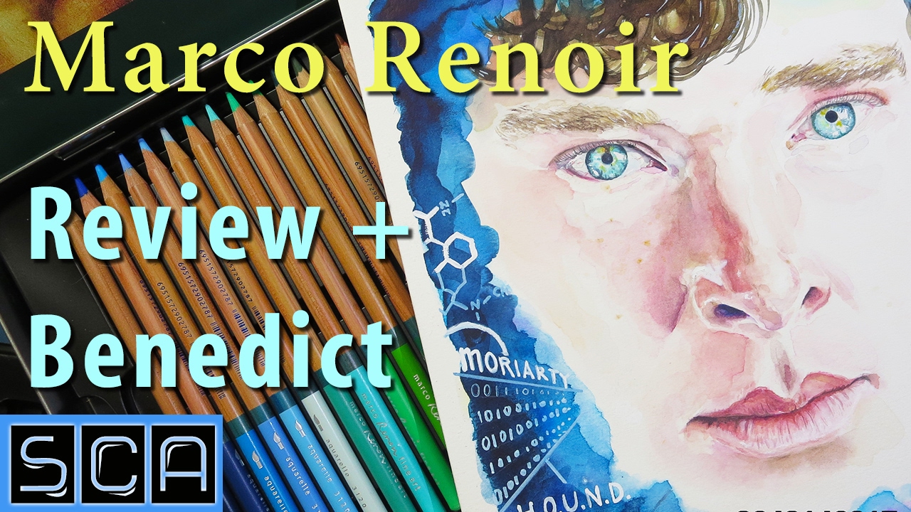 Marco Renoir WATERCOLOR PENCILS REVIEW + Benedict Cumberbatch SpeedPaint