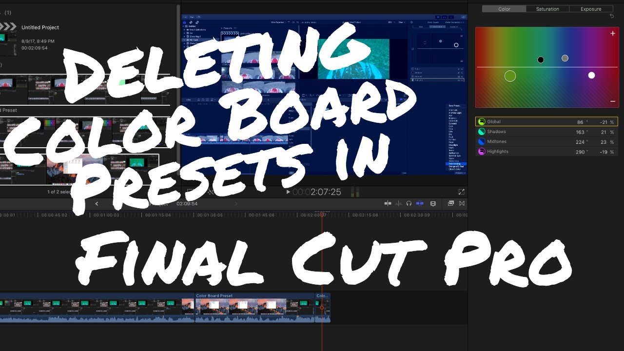 How To Delete A Color Board Preset In Final Cut Pro
