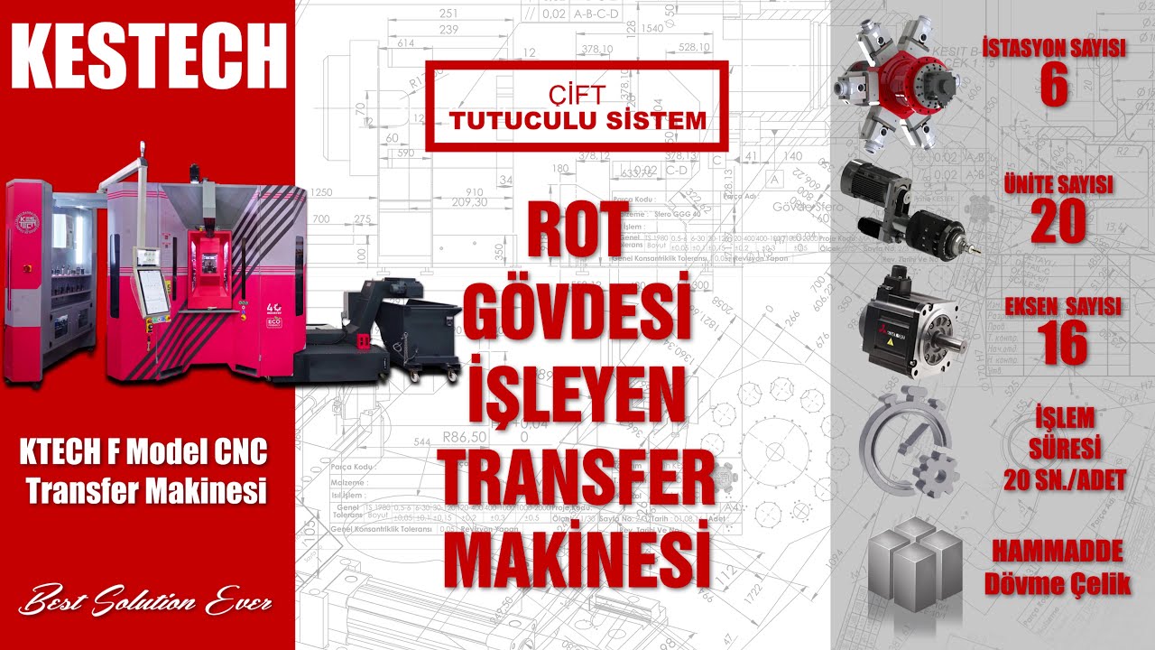 Rot ve Rotil  G&ouml;vdesini İşleyen &Ccedil;ift Aynalı  CNC Transfer Makinesi