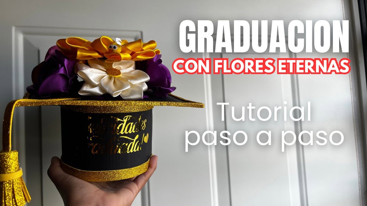 Cómo Hacer una Caja Birrete con Flores Eternas | DIY Regalo de Graduación Elegante