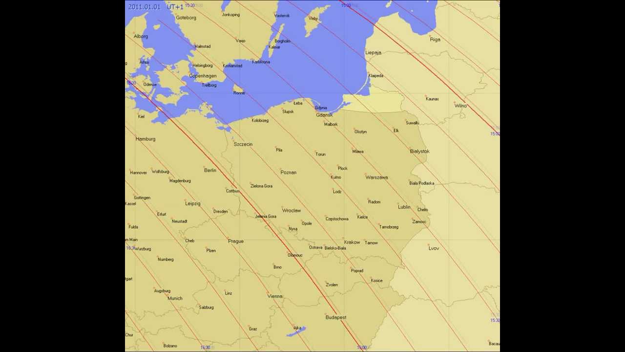 Warstwice zachodu Słońca w Polsce - cały rok