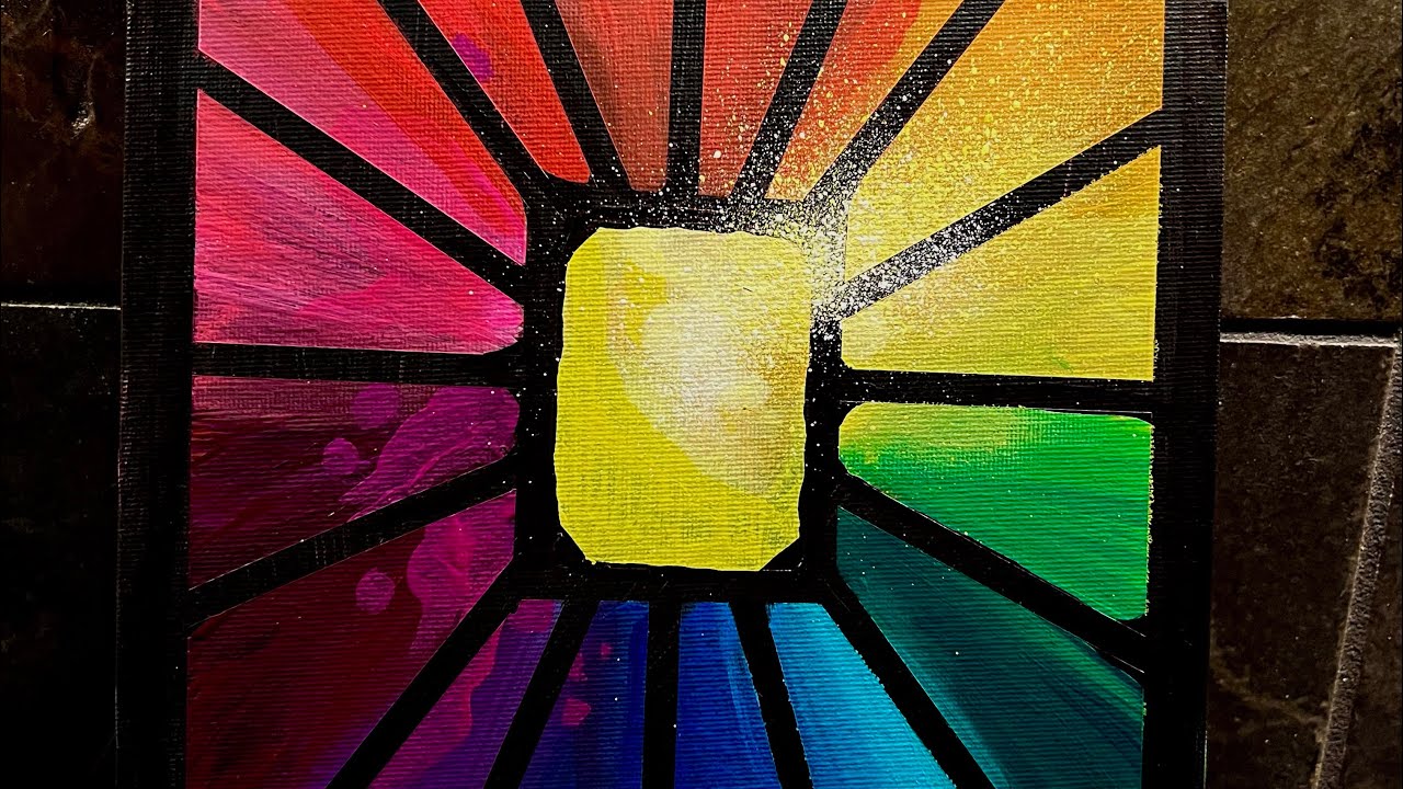 Acrylic painting ideas for abstract light and energy with stained glass windows. 
