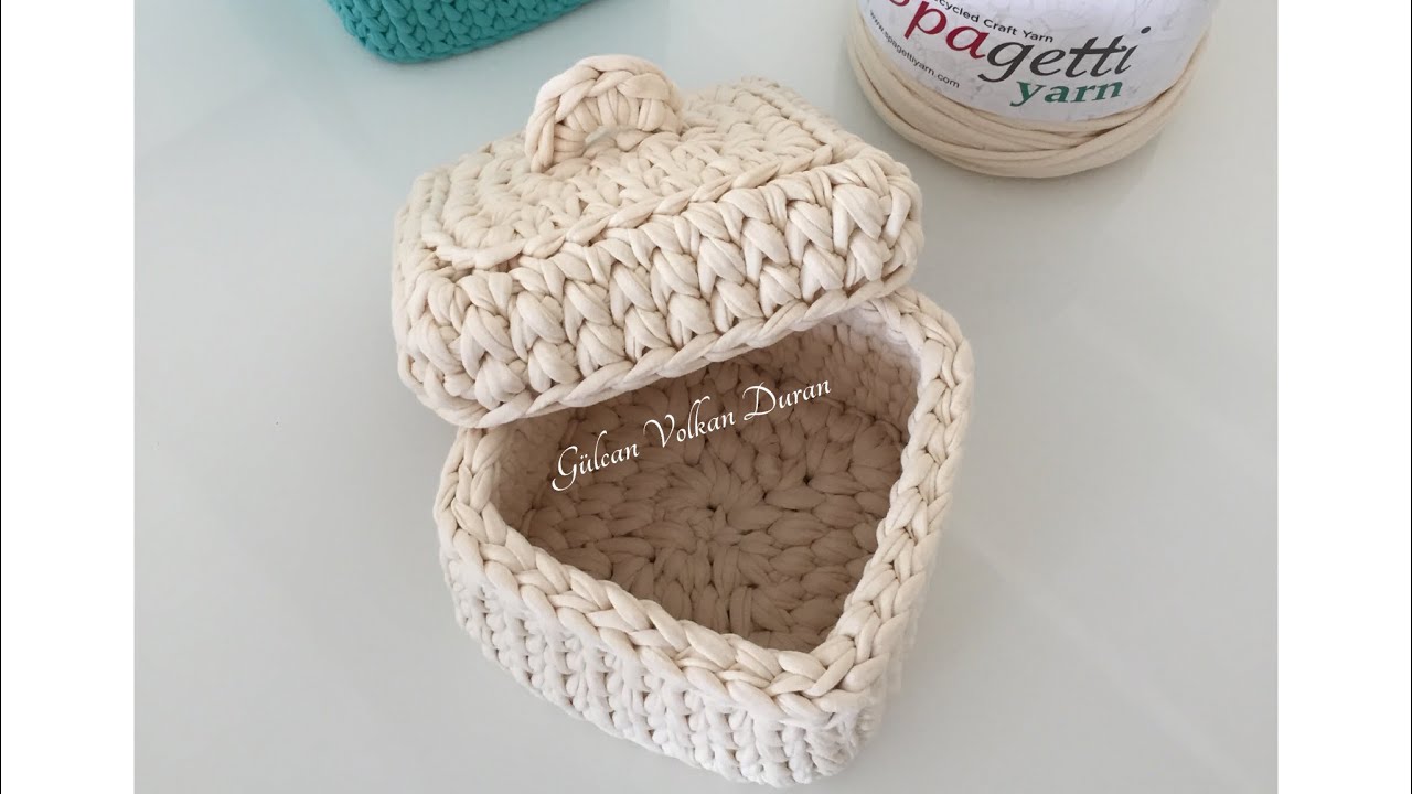 Penye ipten kare kapaklı sepet yapımı-3 (kapak yapımı)