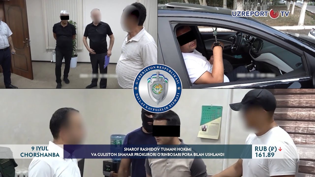 Sharof Rashidov tumani hokimi va Guliston shahar prokurori o‘rinbosari pora bilan ushlandi