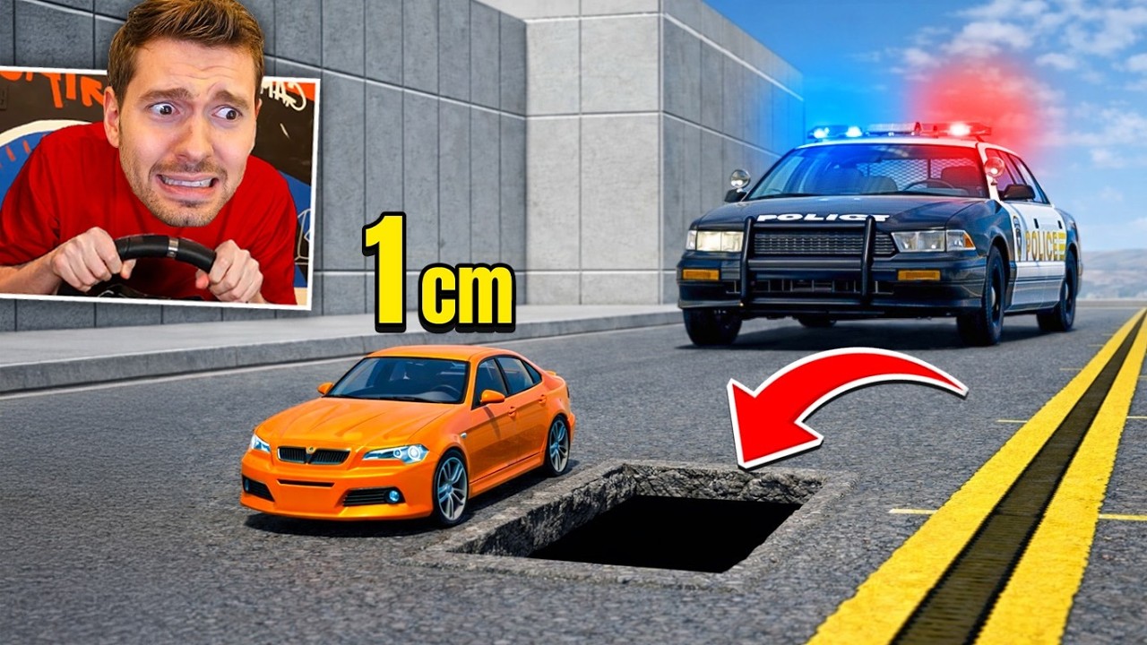 Fugindo com CARRO DE 1 CM no BeamNG Drive!