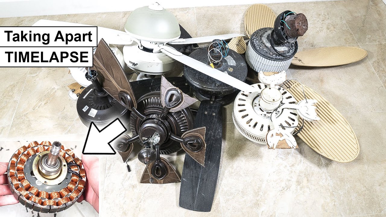 TIMELAPSE Taking Apart 7 Ceiling Fans For Copper - Scrapping Electronics Teardown