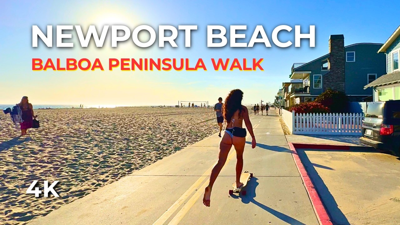 4K Walk: Newport Beach Balboa Peninsula | Historic Balboa Ferry to Oceanfront Boardwalk