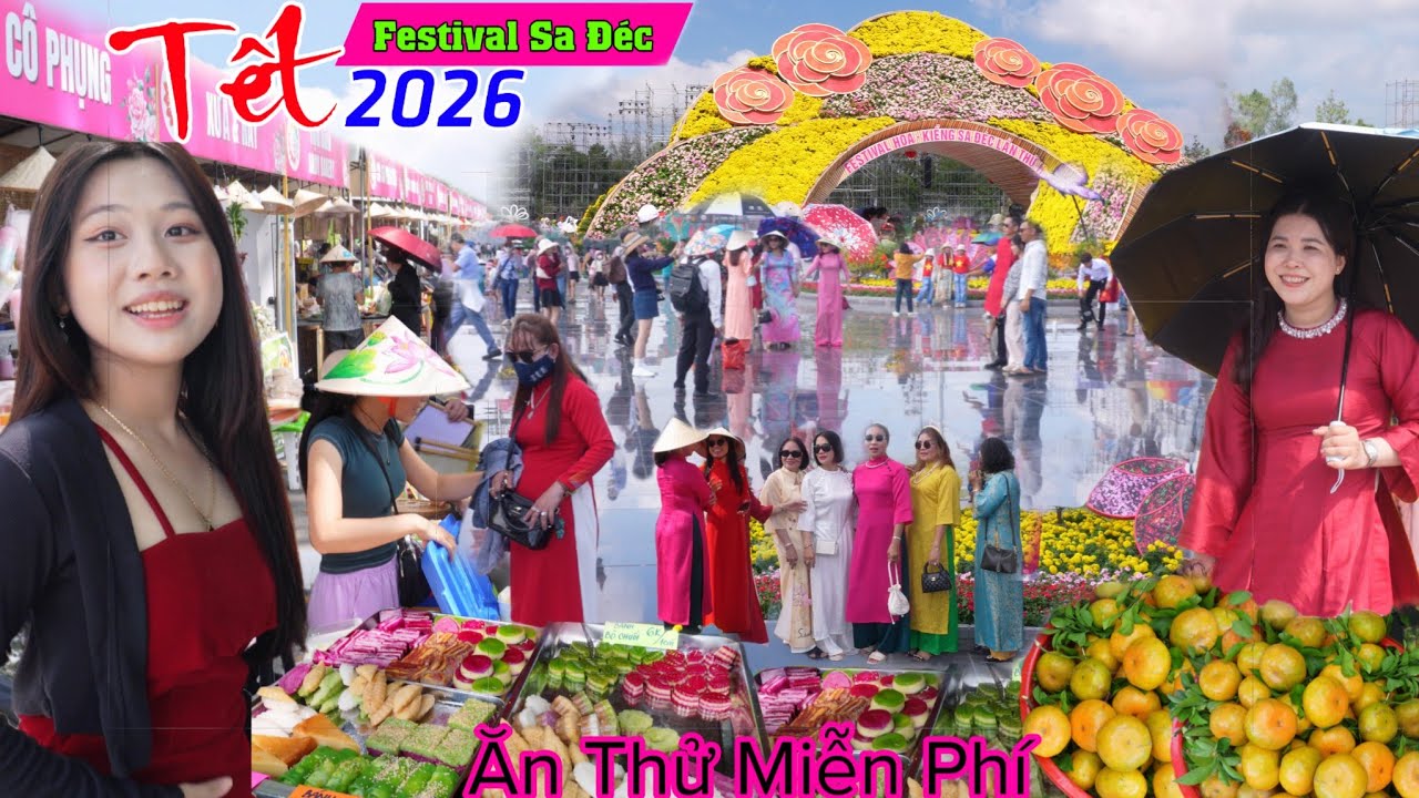 Tưng bừng ăn thử đặc sản miễn phí thả ga Festival làng hoa Sa Đéc tết 2026