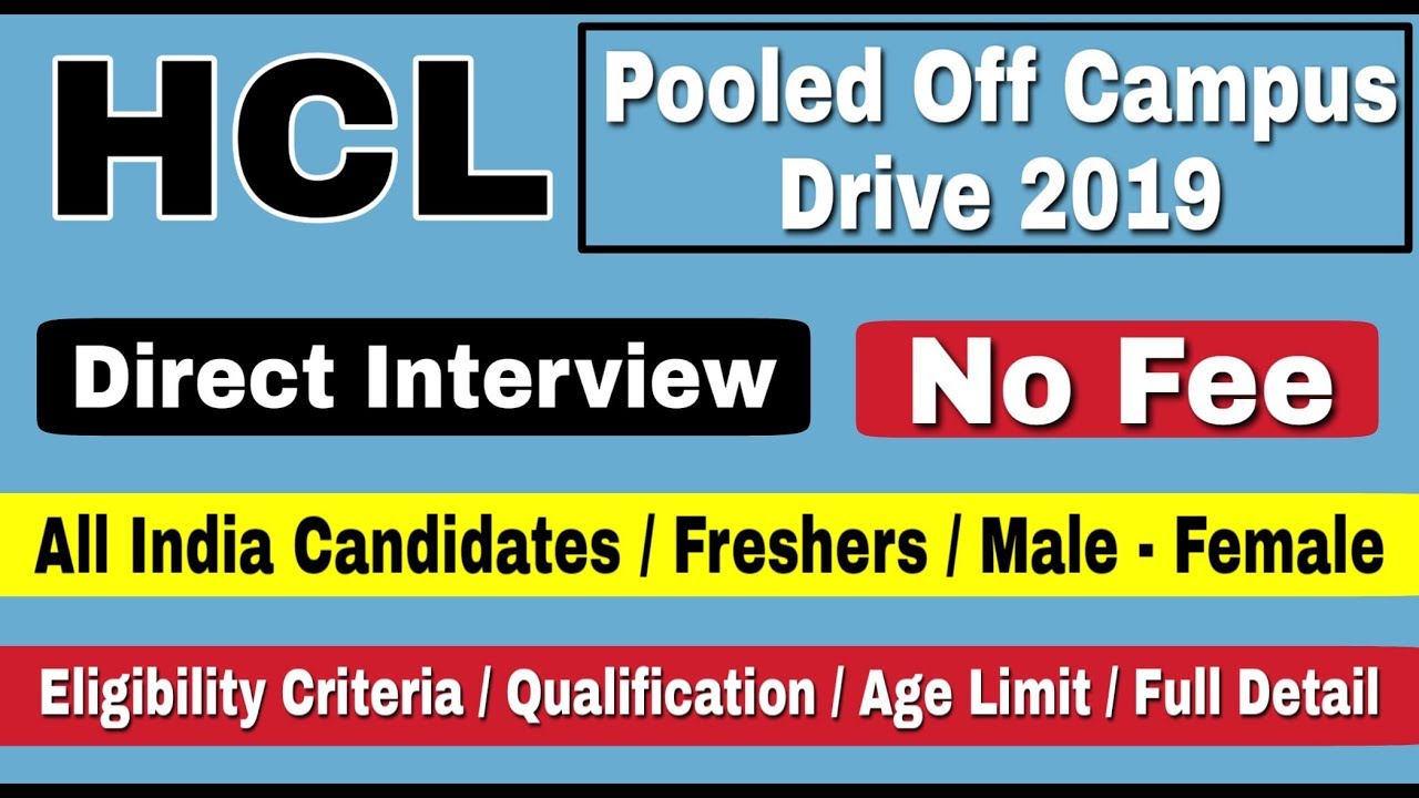 HCL Recruitment 2019 II HCL Pooled Off Campus Drive 2019 II Learn Technical