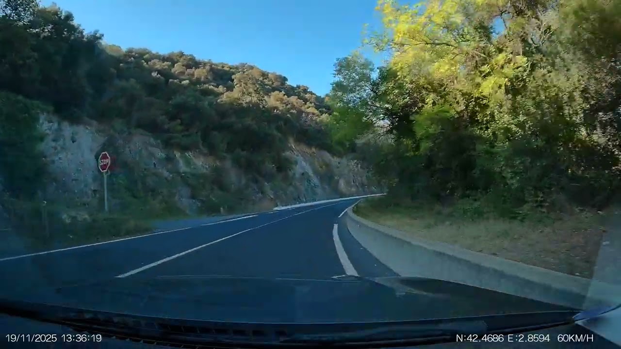 Driving to Le Perthus a border town of Spain and France
