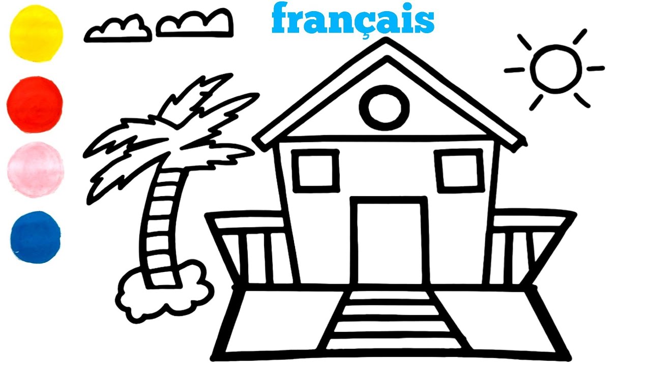 Comment dessiner et colorier une cabane de plage pour les enfants