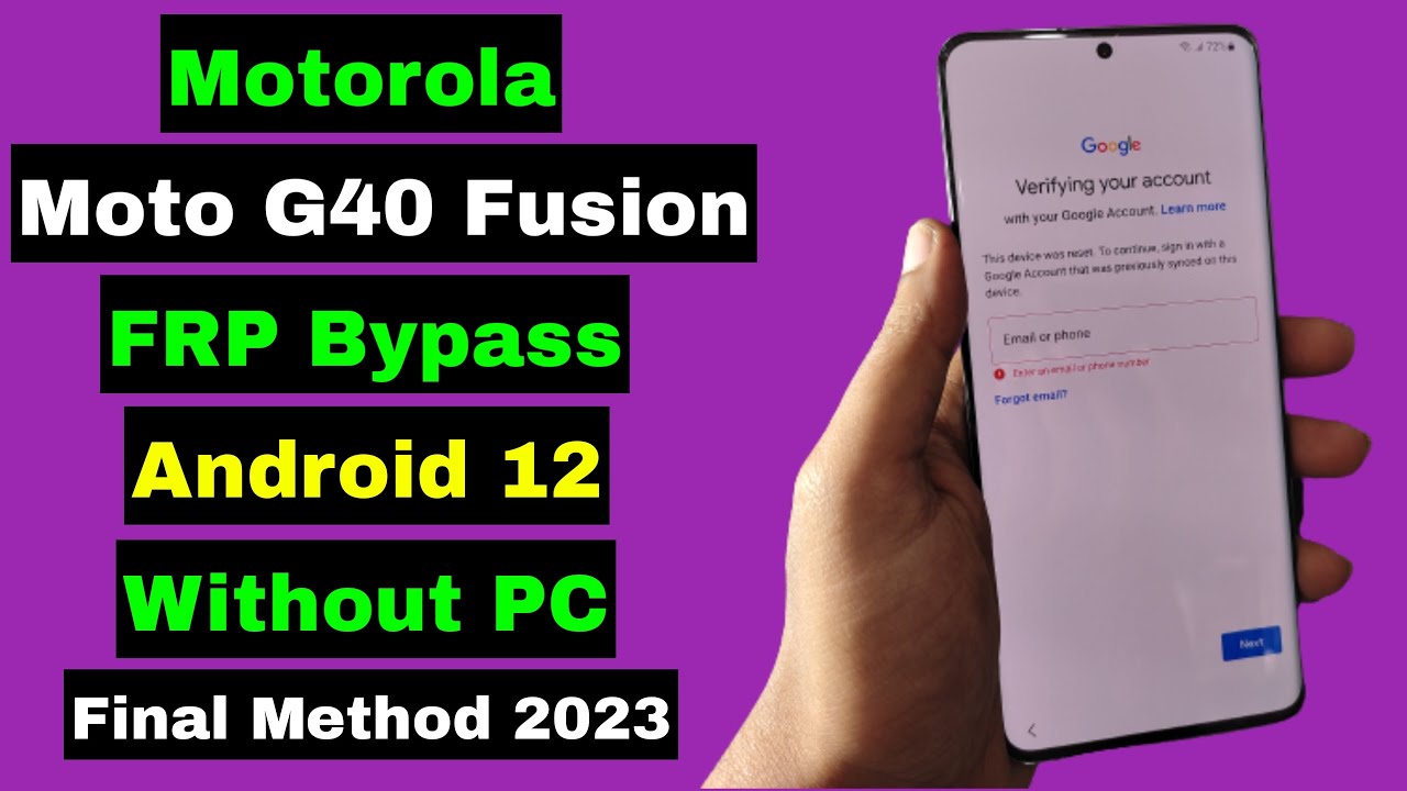 Motorola Moto G40 Fusion FRP Bypass/Unlock Google Account Lock 2023 Android 12 | Without PC