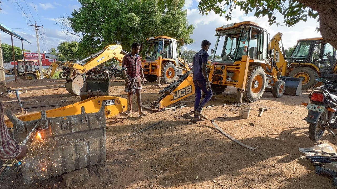JCB 3DX Bucket Welding Pin Bush Dipper Sleeve stabilizer Pad Inner and Front Axil all Work is Done