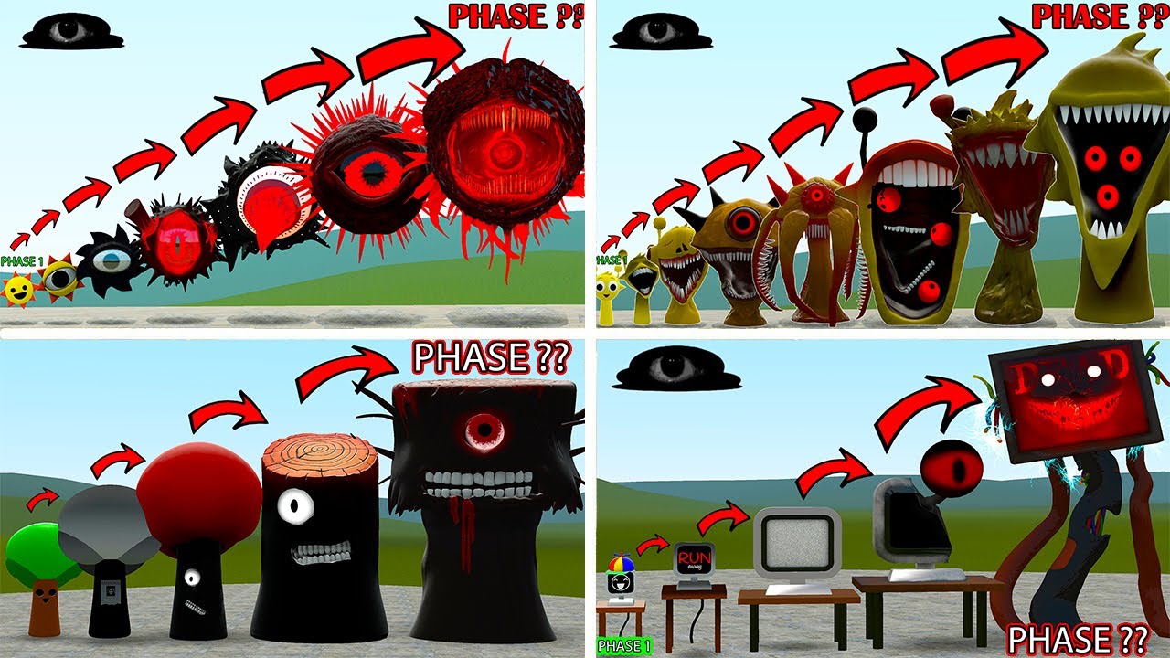 SPRUNKI EVOLUTION OF PHASES 1-10 COMPILATION! (Garry's Mod)