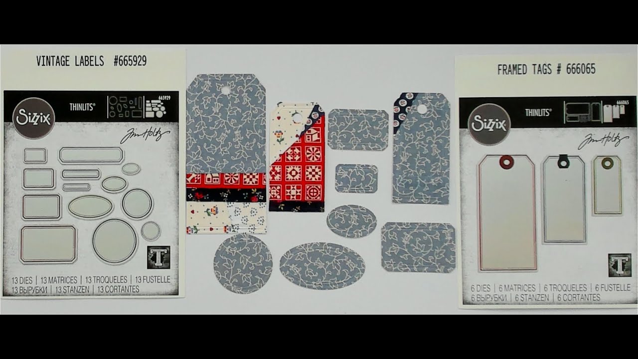 Die cutting Fabric/Die Cutting Sizzix Vintage Labels/Sizzix Framed Tags/How to make fabric tags