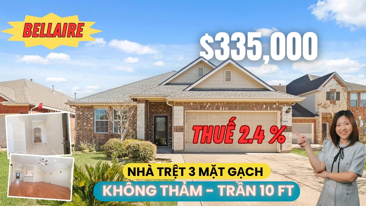 V99-BELLAIRE-Nhà trệt 3 mặt gạch ,xây 2009, khu có cổng, không thảm, thuế-HOA thấp, thuộc cul-de-sac