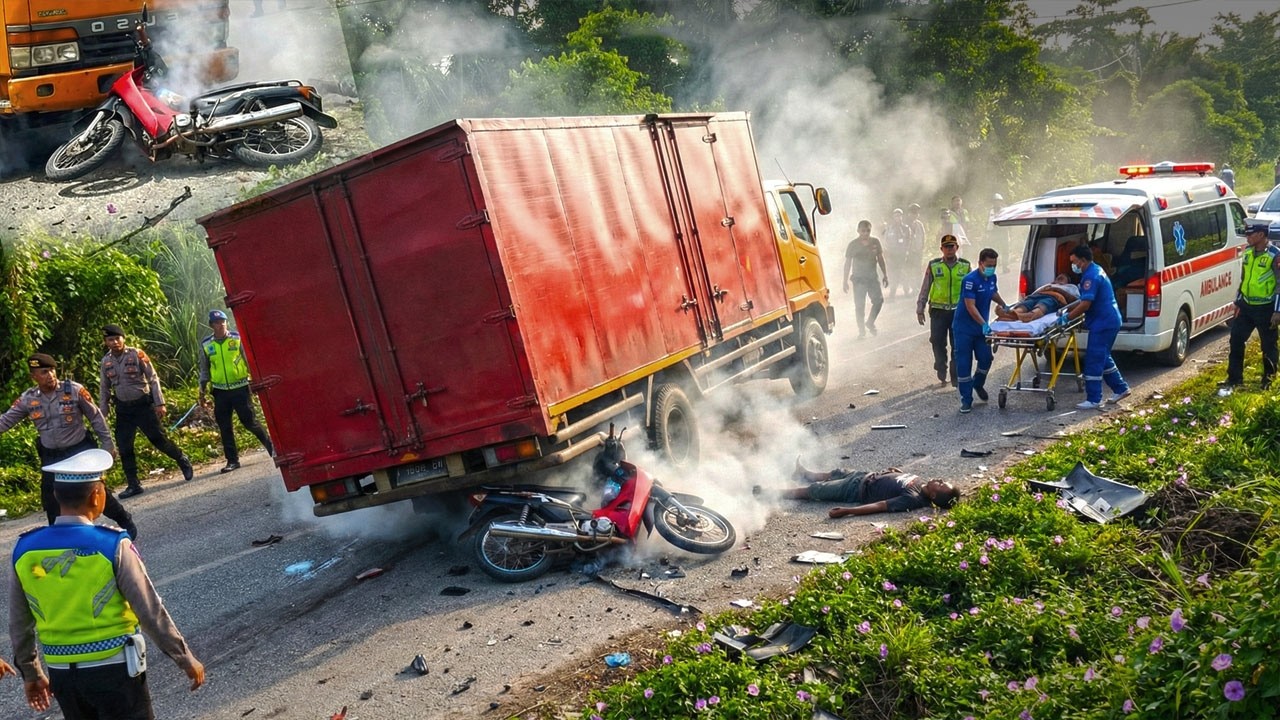 INNALILLAHI !!! PKJR LANGSUNG HISTERIS, Insiden Pengendara Motor Ditabrak Truk di Sitinjau Lauik