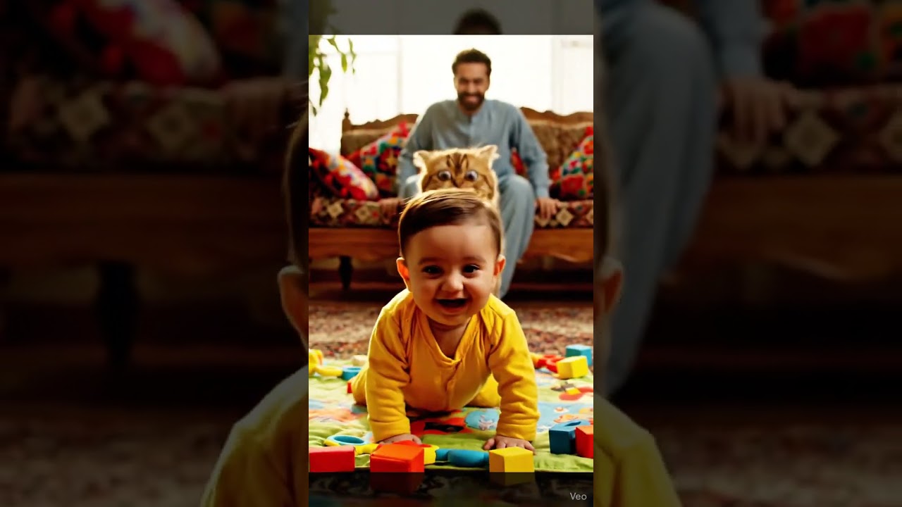 #Ababy playing with cat #BabyLaughter #AdorableMoments  #FamilyFun #CuteCompilation #BabySmiles
