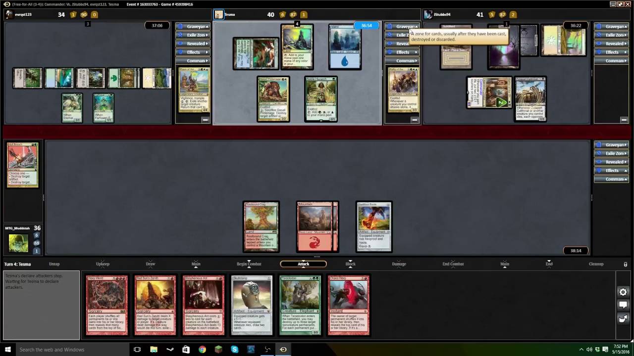 MTGO Match-Up: Wort VS Roon VS Rafiq VS Karlov EDH / CMDR game play video
