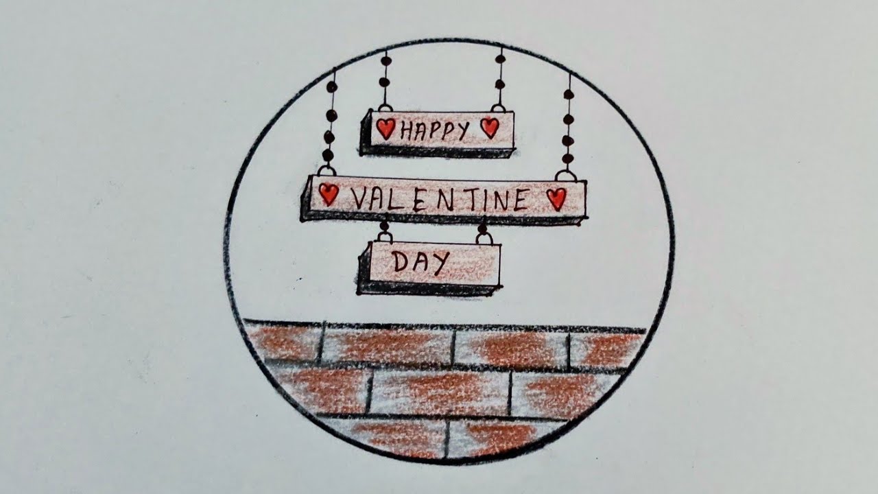 Happy Valentine's Day Drawing / Valentine's Day Drawing / Valentine day Circle Drawing 