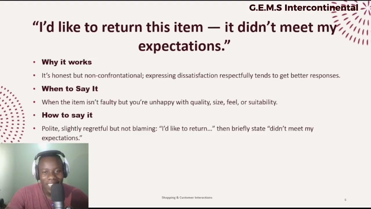 SHOPPING AND CUSTOMER INTERACTIONS - How To Return Or Exchange An Item Politely