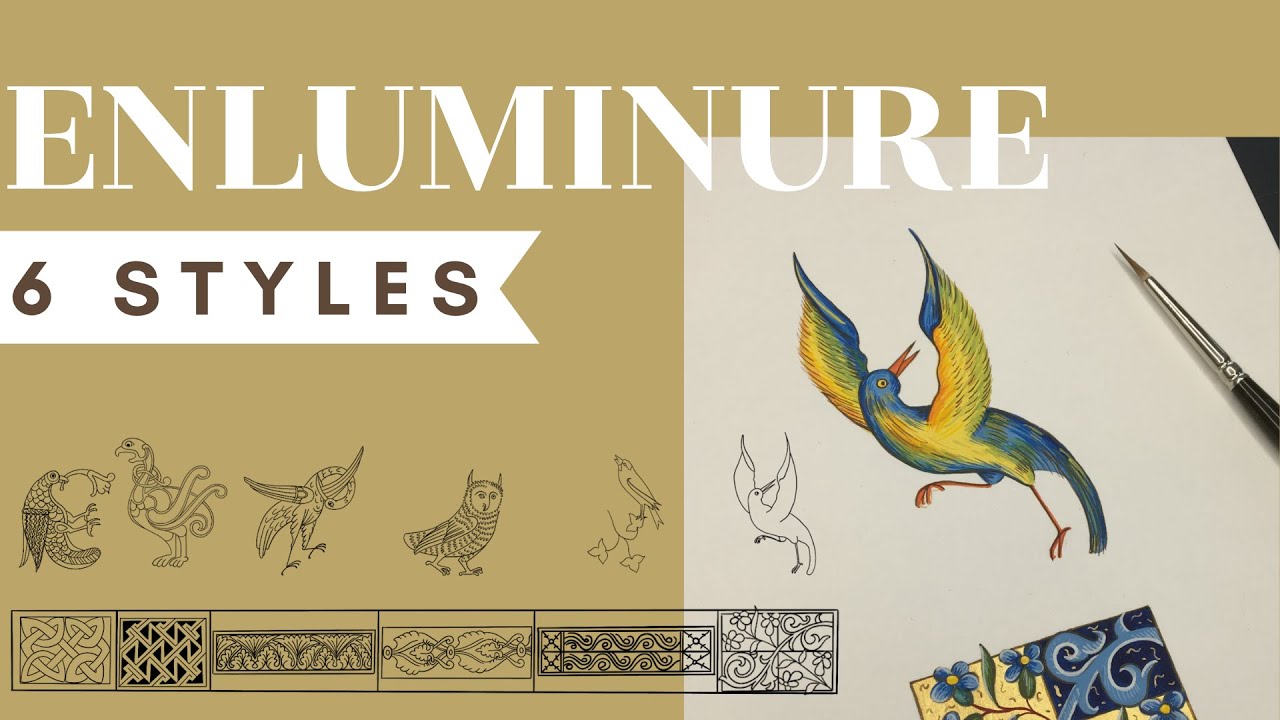 6 STYLES d'Enluminure - 6 oiseaux