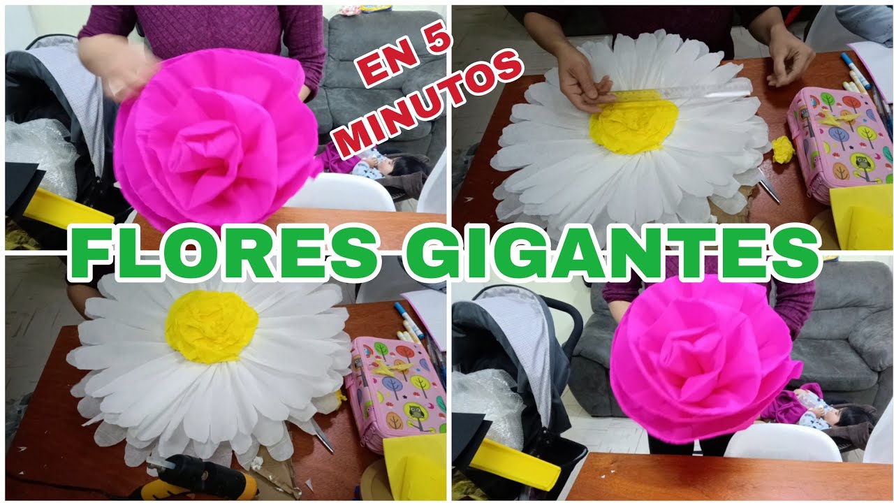 FLORES GIGANTES DE PAPEL CREPE, FLORES GIGANTES PARA PRIMAVERA 