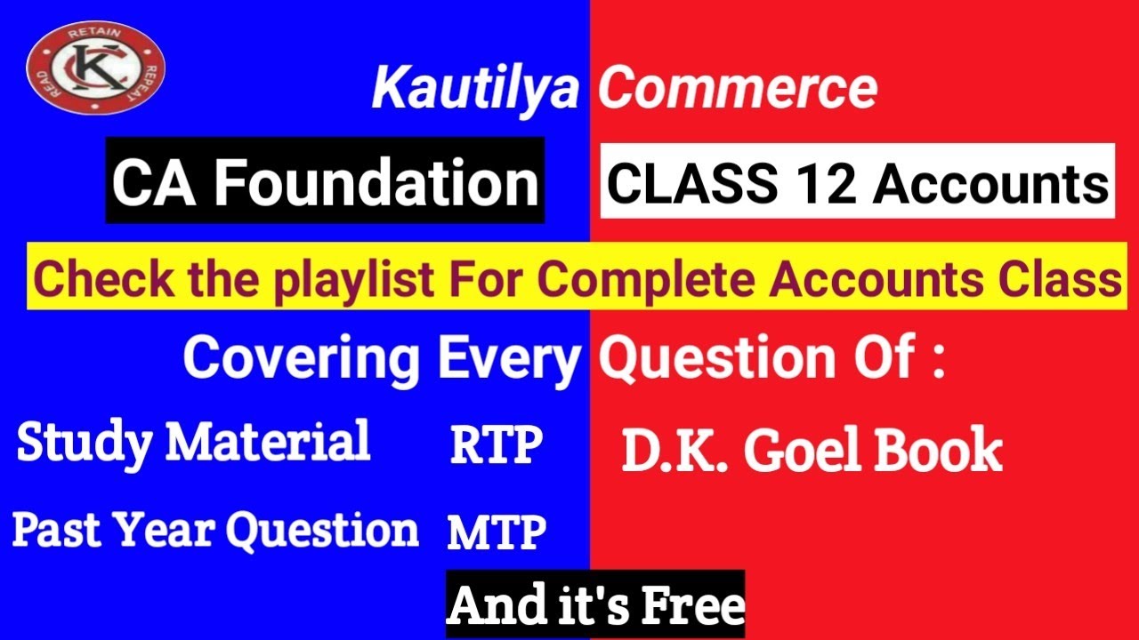CA Foundation | For Complete Accounts class Check the playlist