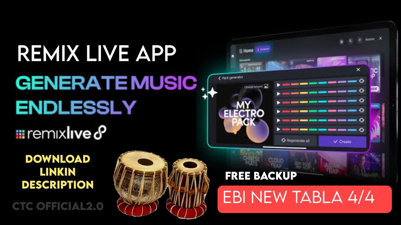 Remix Live app free🪘😱#freebackupfiles#loops#tablabackup #musickeyboard#remixliveapp#tablatrack