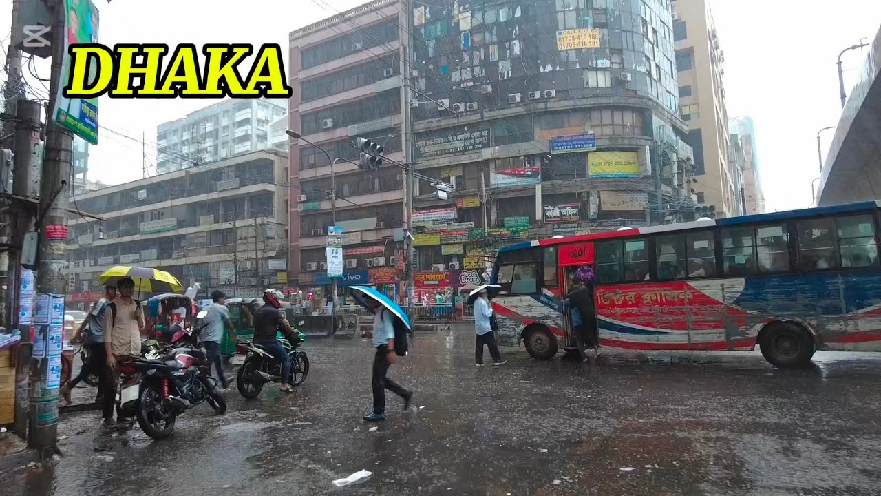 HEAVY RAIN WALK DHAKA CITY| AMAZING WALK TOUR 4K VIDEO.