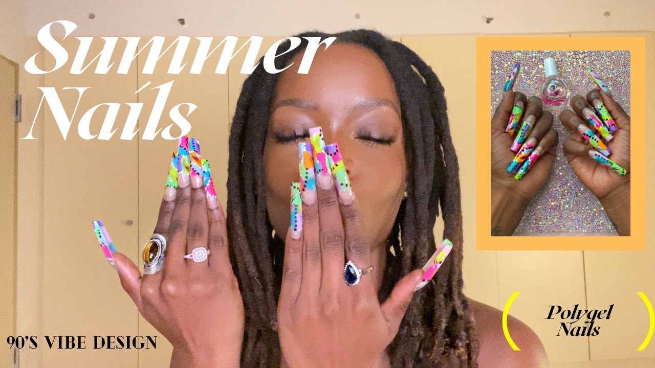 (POLYGEL NAILS) _90's Design_(ASMR) while I do my nails..