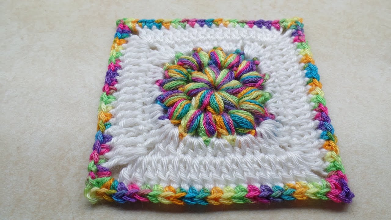 How to crochet a Granny Square | Puff Circle Granny | Bag o day Crochet Tutorial #210