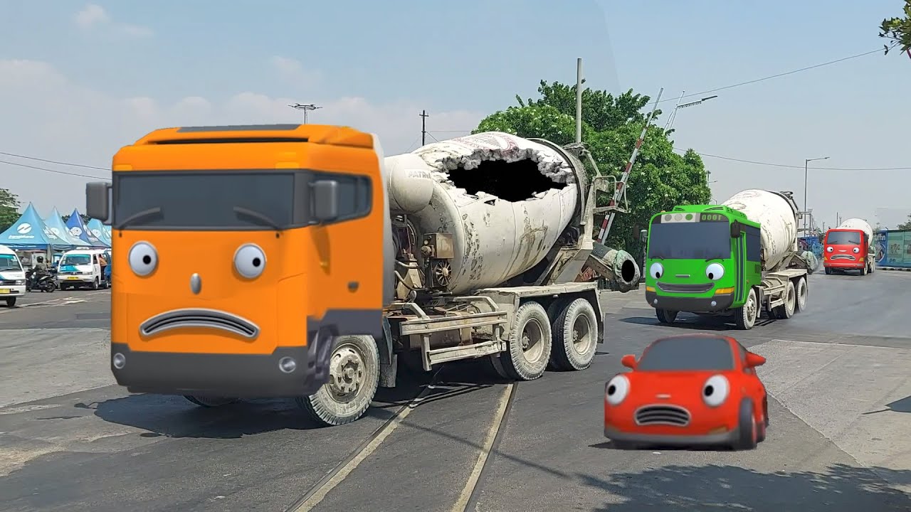 Wow Ada Truk Kontainer Besar, Truk Tangki Panjang, Bus Telolet Basuri Mirip Tayo Dan Teman Temannya
