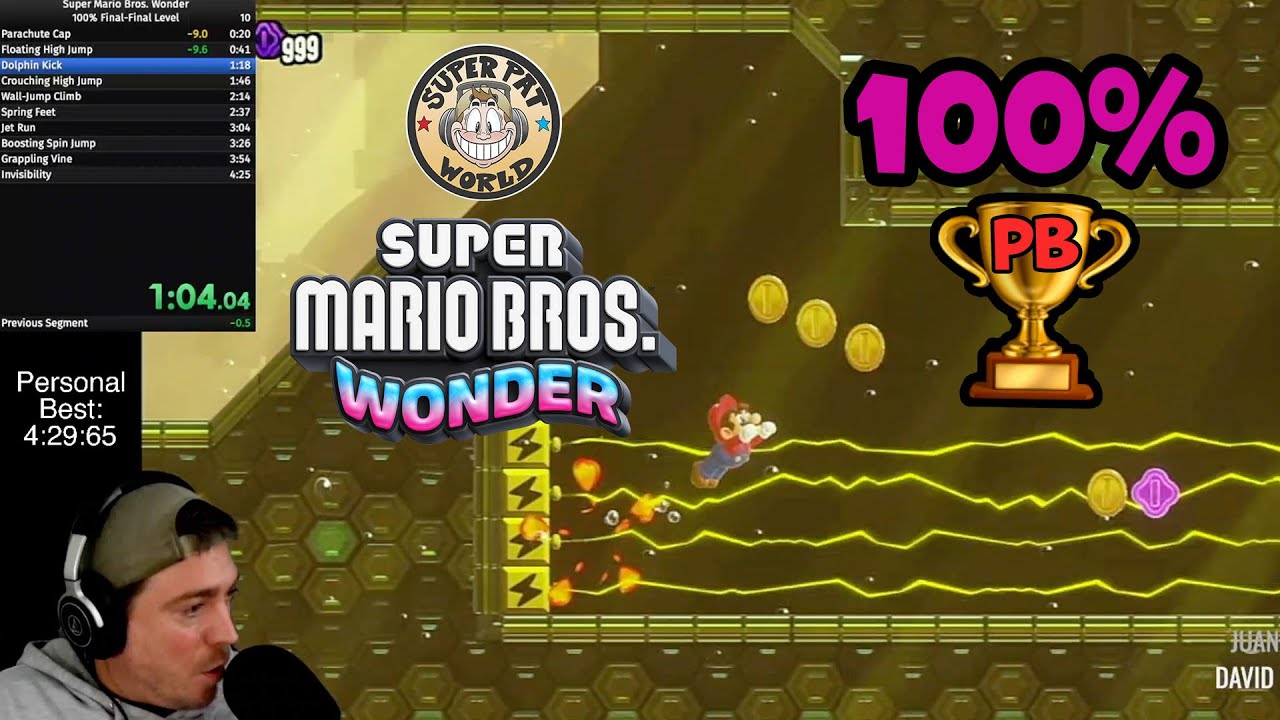Mario Wonder ✨ 100% World Record Speedrun (4m 25s 300ms) The FINAL-Final Test Badge Marathon