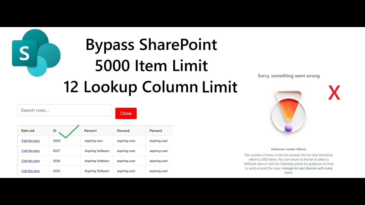 Modern, Fast and Unlimited  List View. Bypass SharePoint 5000 Item Limit and 12 Lookup Column Limit