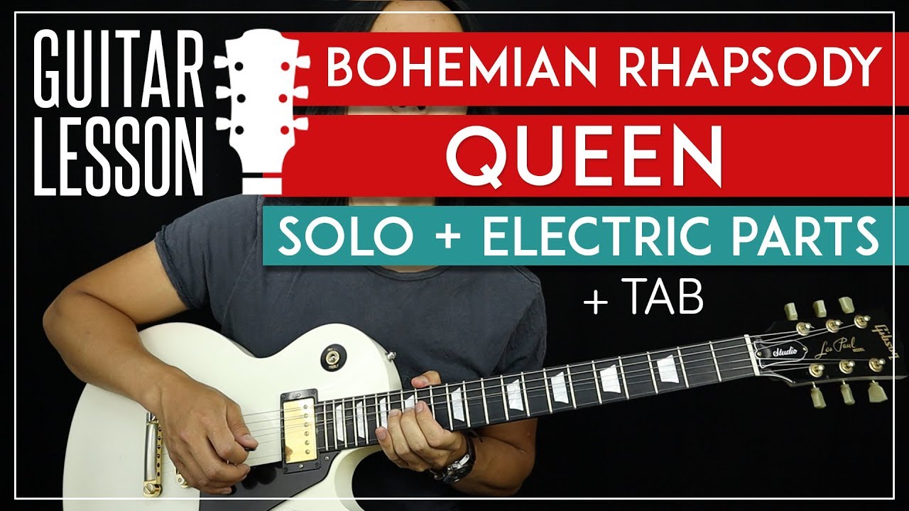 Bohemian Rhapsody Solo Guitar Tutorial + Electric Riffs - Queen Lesson 🎸 |TABS + All Guitar Parts|
