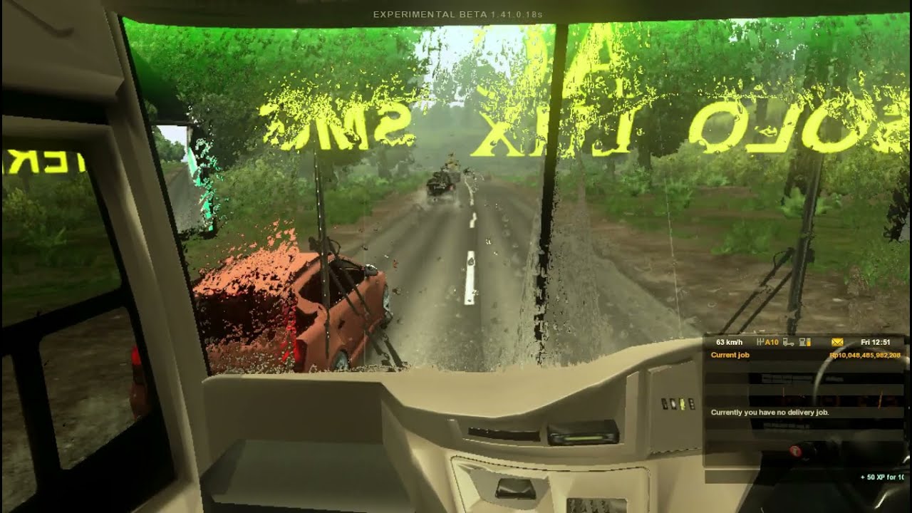 ETS 2 Dangeriously Driving Indonesian Bus Overtake in Heavy Rain
