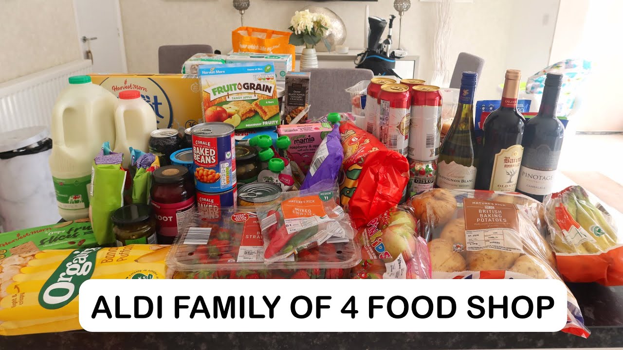 Family of 4 weekly Aldi food shop. Slimming World syns included.