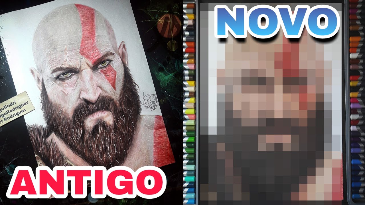 REFIZ UM DESENHO ANTIGO - Kratos (God of War)