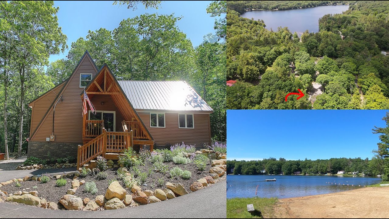 For Sale: Special A-frame cabin in Sawyer Lake New Hampshire [ Gilmanton, NH real estate in 4K ]