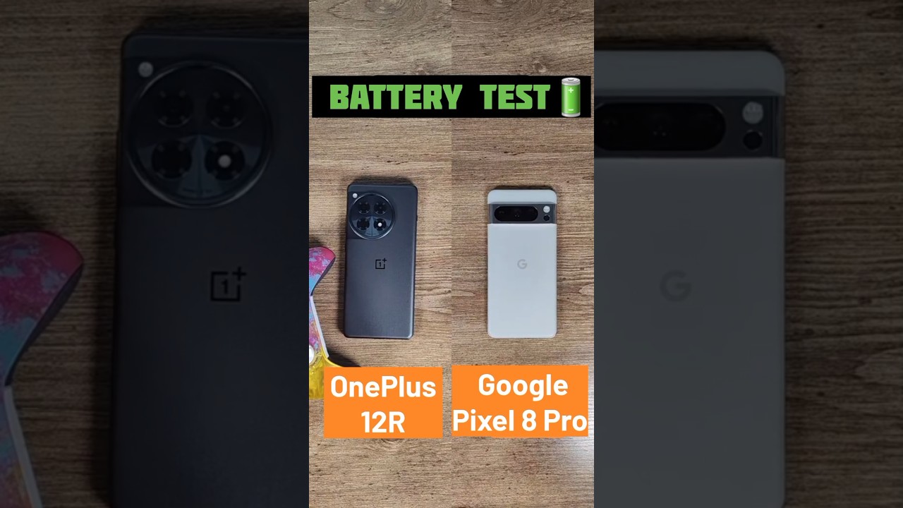 OnePlus 12R vs Google Pixel 8 Pro Battery Drain Test #oneplus12r #googlepixel8pro #tech #shorts