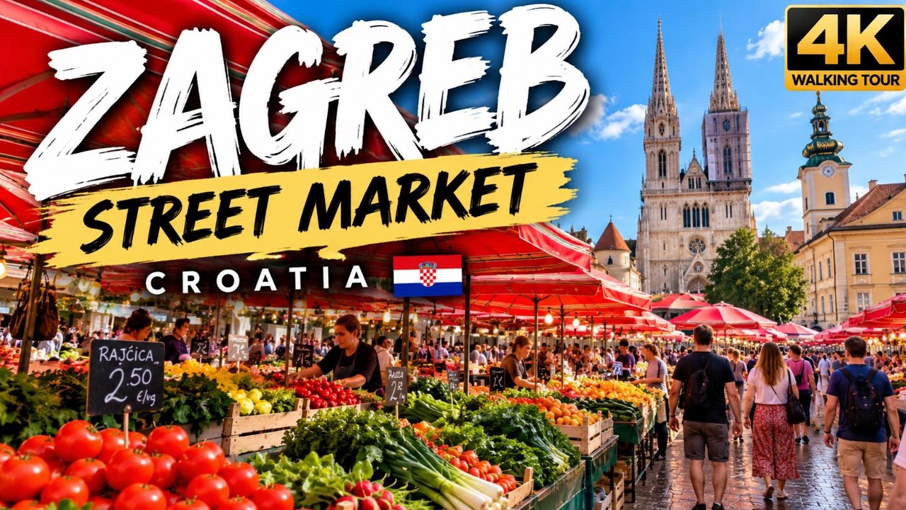 Dolac Market, Zagreb 🇭🇷 | Street Market Walking Tour 4K