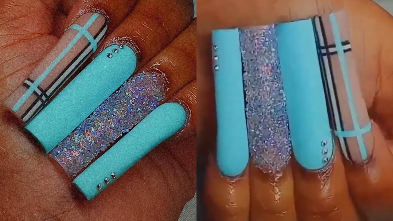 TURQUOISE BURBERRY NAILS | FIRST YOUTUBE VIDEO 🥰 |
