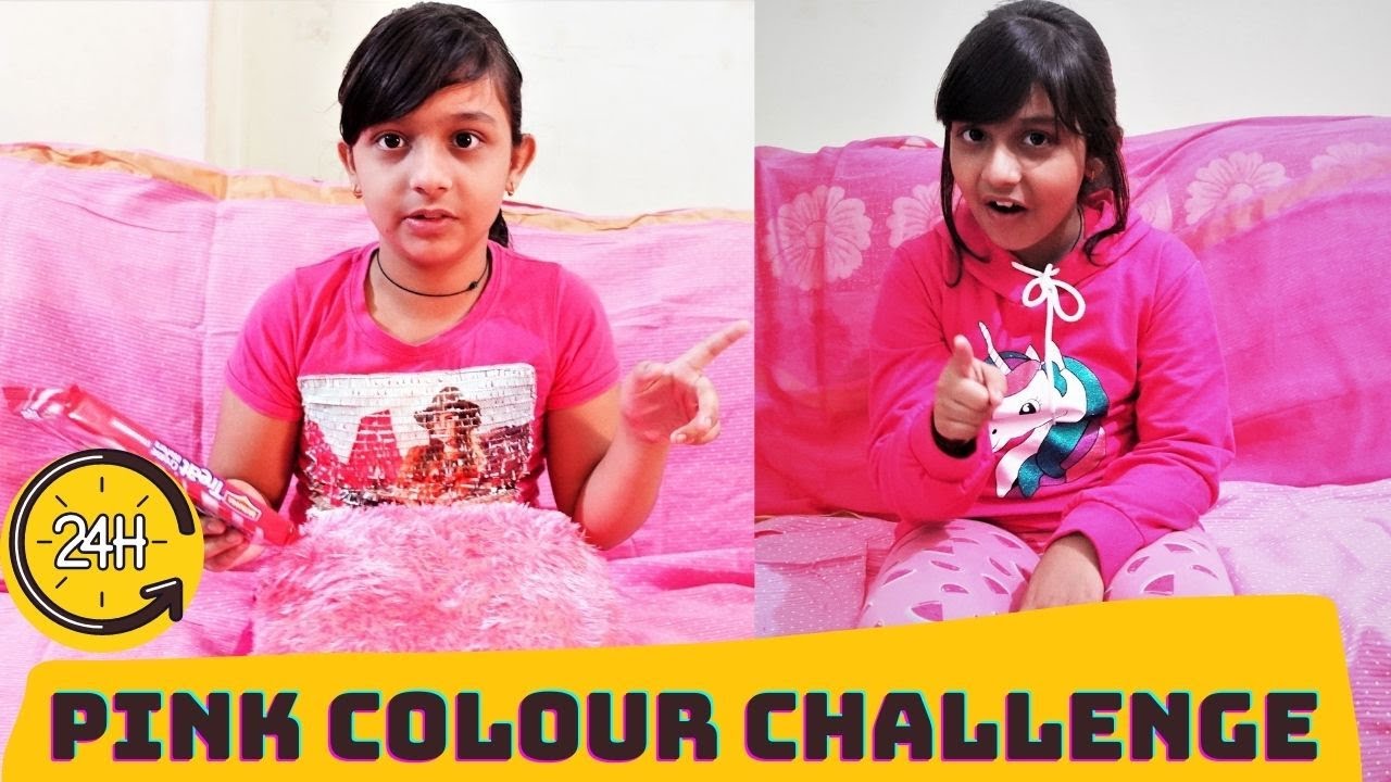 Pink  Colour Challenge|Using only Pink things for 24 hours|eating only pink food #learnwithpriyanshi
