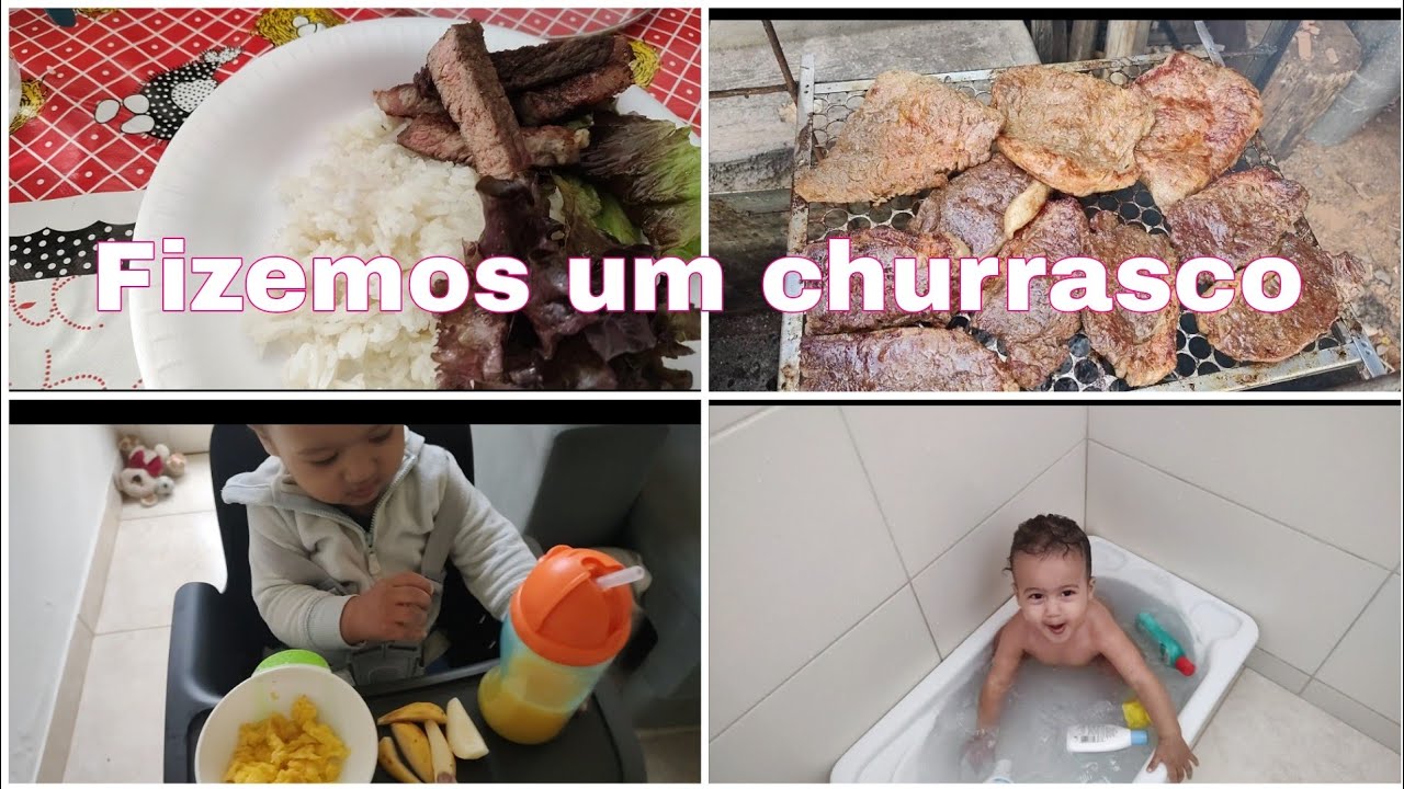 Fizemos um churrasco/ mostrando o café da manhã do Davi
