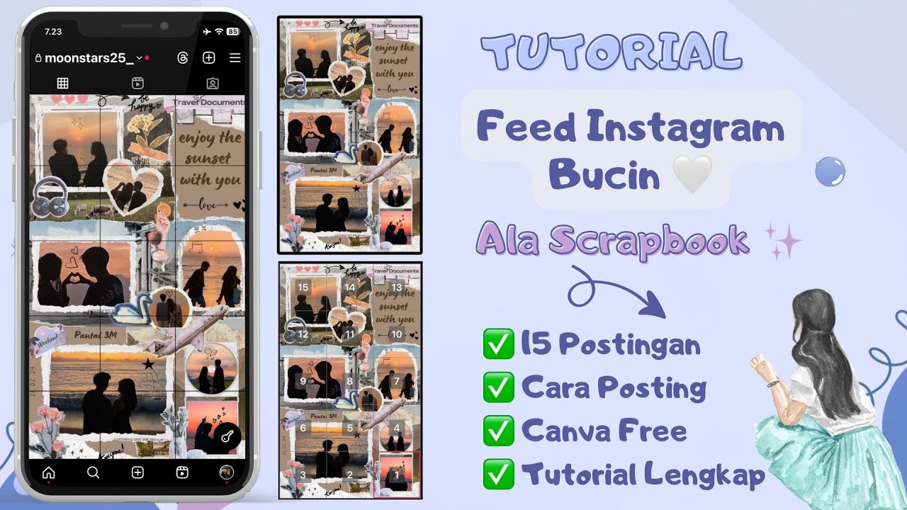 Cara Membuat Feed Instagram Bucin ala Scrapbook di Aplikasi Canva 🌻