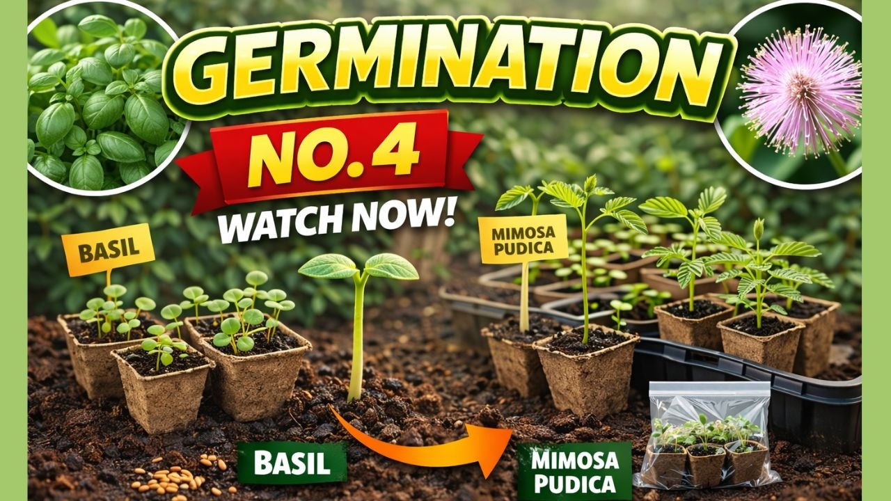 🌱 No 4 – Germination Myanmar Basil & Mimosa pudica 🌱 မြန်မာပင်စိမ်း နဲ့ ထိကညို အပင်ဖောက်နည်း