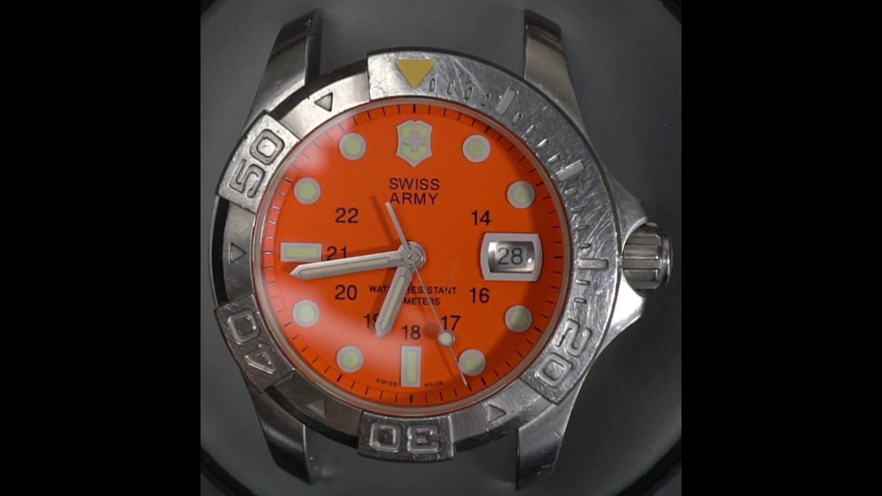 Victorinox Dive master 500 orange dial watch 241041 w/ Ronda 715 battery + gasket service + review