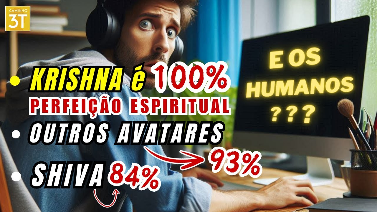 Krishna é 100% Perfeição Espiritual, outros avatares 93%, Shiva 84%, Humanos com máximo de 78%