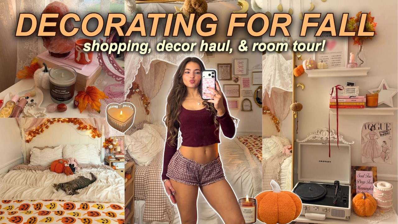 DECORATE MY ROOM WITH ME FOR FALL 🍁 cozy bedroom makeover *aesthetic*